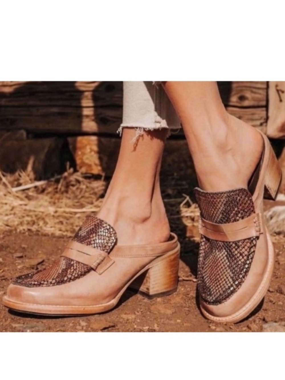 Freebird By Steven Mules Collin’s Penny Loafers in Snakeskin Tan